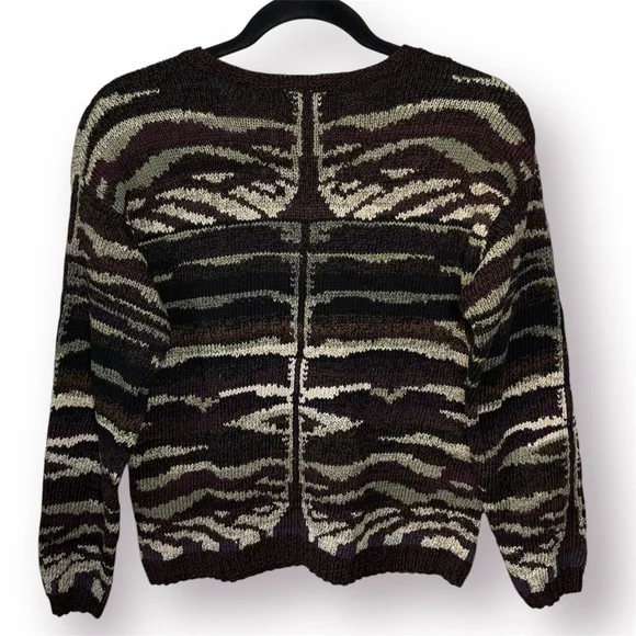 Peruvian Connection Pima Cotton Knit Cardigan Zebra Button Up Small S Artisan